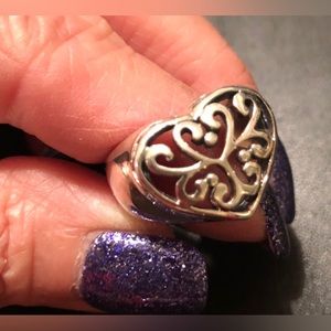 Sterling Silver 925 Filigree Heart ❤️ Ring